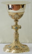 Solid silver gilt antique French Gothic Chalice.